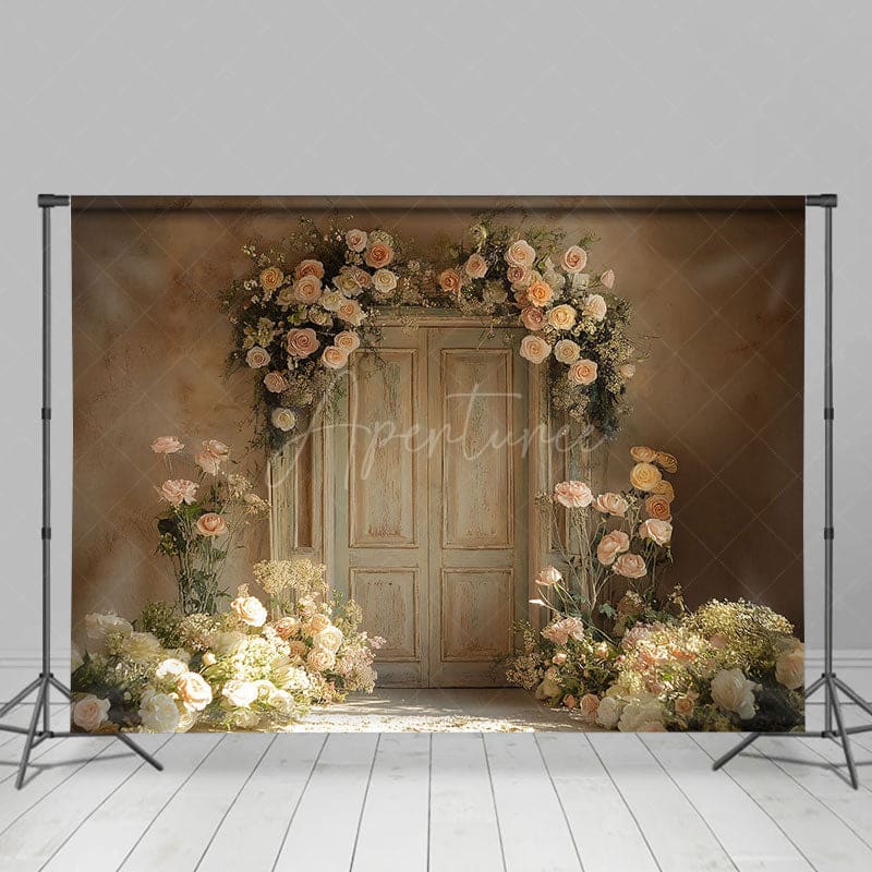 Aperturee - Aperturee White Wall Flower Spring Photography Studio Backdrop