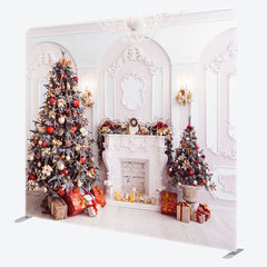 Aperturee - Aperturee White Wall Pine Tree Gifts Pillow Cover Backdrop