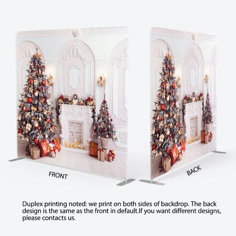 Aperturee - Aperturee White Wall Pine Tree Gifts Pillow Cover Backdrop