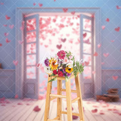 Aperturee - Aperturee White Wall Romantic Pink Hearts Door Photo Backdrop