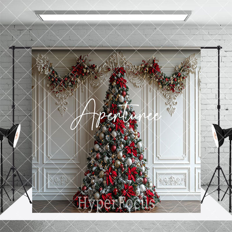 Aperturee - Aperturee White Wall Window Scene Christmas Room Set Backdrop