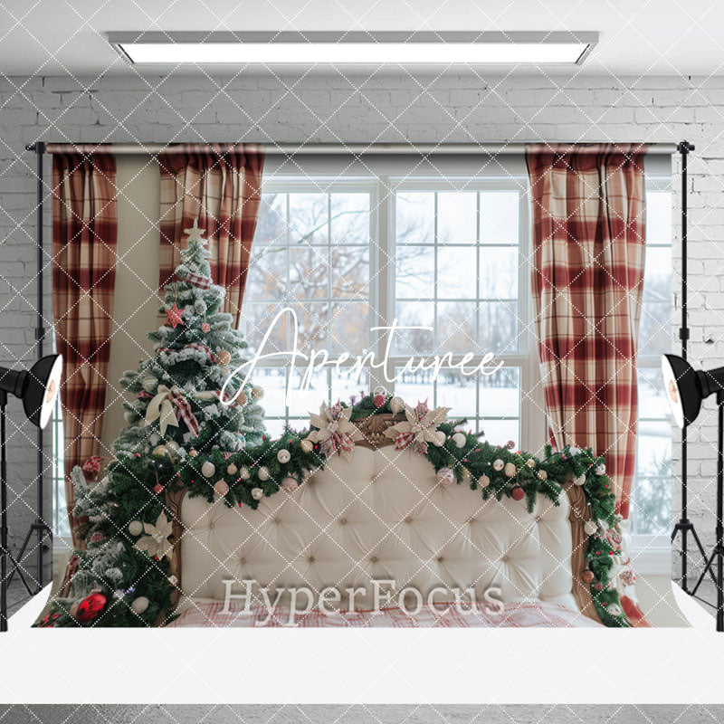 Aperturee - Aperturee White Wall Window Scene Christmas Room Set Backdrop