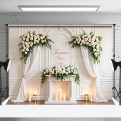 Aperturee - Aperturee White Wedding Floral Candles Sweet Holy Backdrop