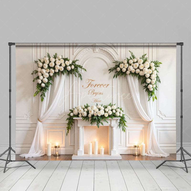 Aperturee - Aperturee White Wedding Floral Candles Sweet Holy Backdrop