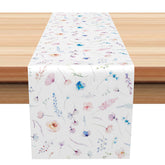 Aperturee - Aperturee White Wildflower Spring Dining Table Runner for Minimalist Botanical and Modern Farmhouse Kitchen