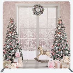 Aperturee - Aperturee White Window Christmas Square Arch Fabric Backdrop