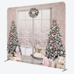 Aperturee - Aperturee White Window Christmas Square Arch Fabric Backdrop