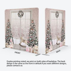 Aperturee - Aperturee White Window Christmas Square Arch Fabric Backdrop