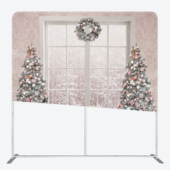Aperturee - Aperturee White Window Christmas Square Arch Fabric Backdrop