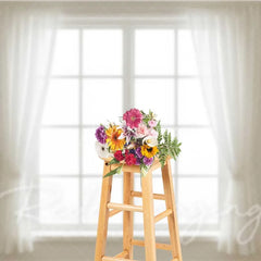 Aperturee - Aperturee White Window Sheer Curtains Backdrop Bright Natural Light Photography Studio Prop for Portraits