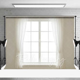 Aperturee - Aperturee White Window Sheer Curtains Backdrop Bright Natural Light Photography Studio Prop for Portraits