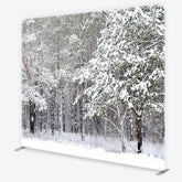 Aperturee - Aperturee White Winter Forest with Falling Snow Square Double-Sided Backdrop Serene Snowy Landscape for Holiday Photography