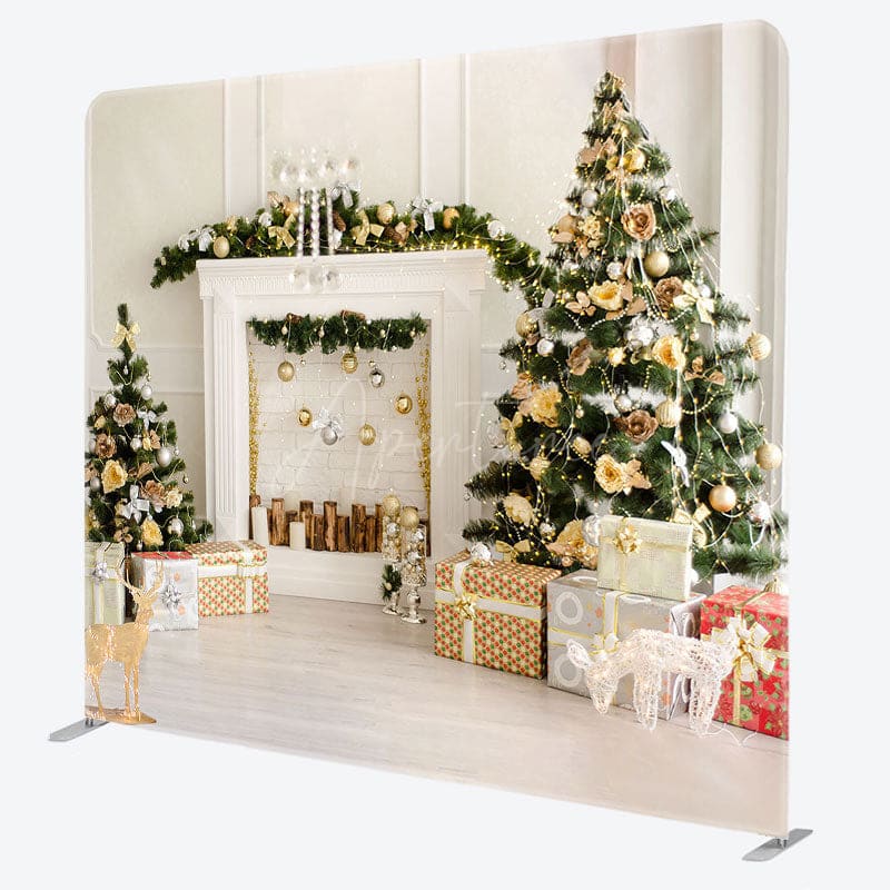 Aperturee - Aperturee White Winter Kitchen Double-Sided Square Backdrop