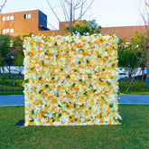Aperturee - Aperturee White Yellow Green Leaf Artificial Flower Wall