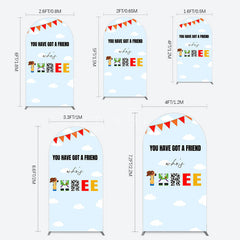 Aperturee - Aperturee Whos Three Blue Sky Toy Happy Birthday Arch Backdrop