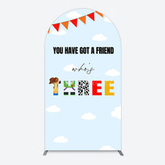 Aperturee - Aperturee Whos Three Blue Sky Toy Happy Birthday Arch Backdrop