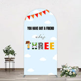 Aperturee - Aperturee Whos Three Blue Sky Toy Happy Birthday Arch Backdrop