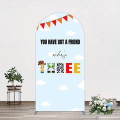 Aperturee - Aperturee Whos Three Blue Sky Toy Happy Birthday Arch Backdrop