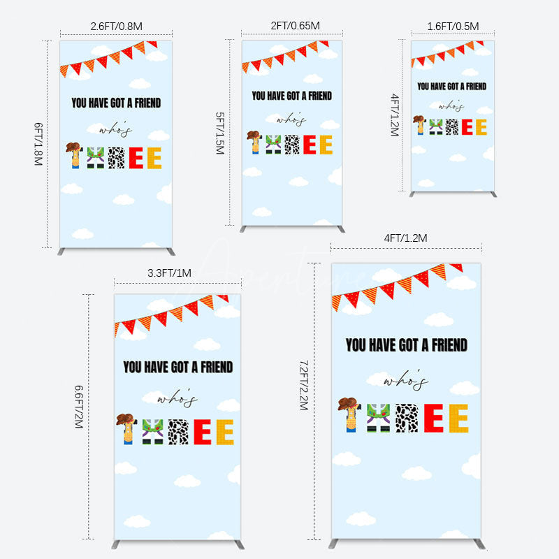 Aperturee - Aperturee Whos Three Blue Sky Toy Happy Birthday Rectangle Backdrop