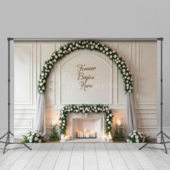 Aperturee - Aperturee Whtie Roses Greenery Wedding Arch Sweet Backdrop