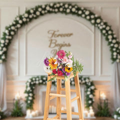 Aperturee - Aperturee Whtie Roses Greenery Wedding Arch Sweet Backdrop