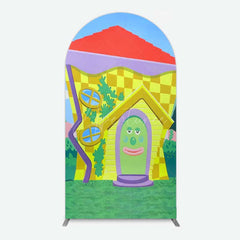 Aperturee Aperturee Wiggle House Cartoon Kids Birthday Arch Backdrop