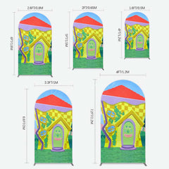 Aperturee Aperturee Wiggle House Cartoon Kids Birthday Arch Backdrop