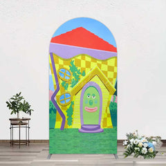 Aperturee Aperturee Wiggle House Cartoon Kids Birthday Arch Backdrop