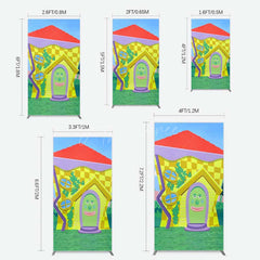 Aperturee Aperturee Wiggle House Cartoon Kids Birthday Rectangle Backdrop