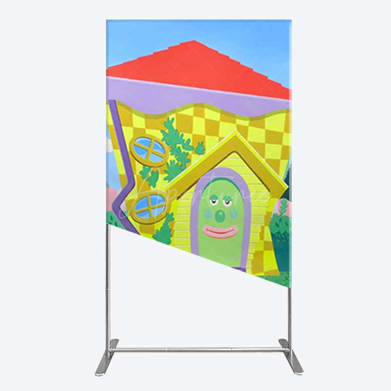 Aperturee Aperturee Wiggle House Cartoon Kids Birthday Rectangle Backdrop