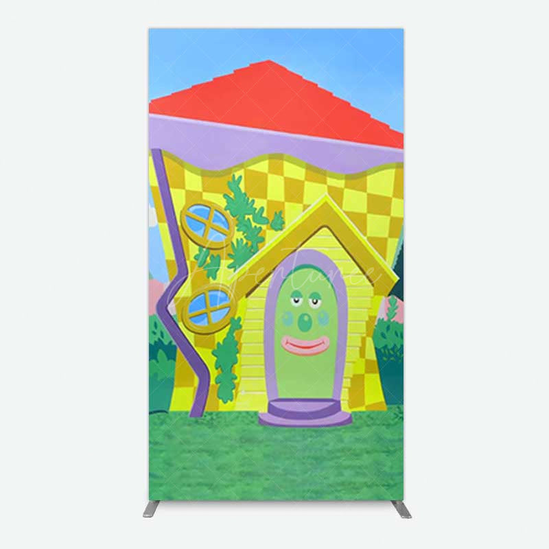 Aperturee Aperturee Wiggle House Cartoon Kids Birthday Rectangle Backdrop