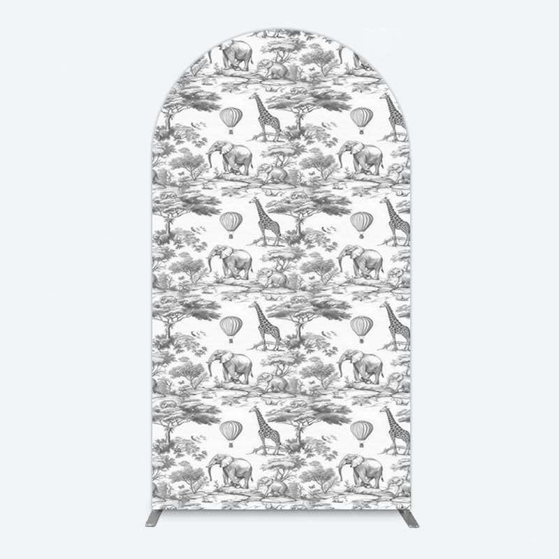 Aperturee - Aperturee Wild Animals Forest Happy Birthday Arch Backdrop