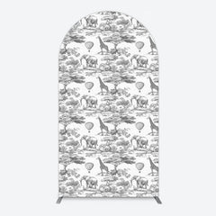 Aperturee - Aperturee Wild Animals Forest Happy Birthday Arch Backdrop