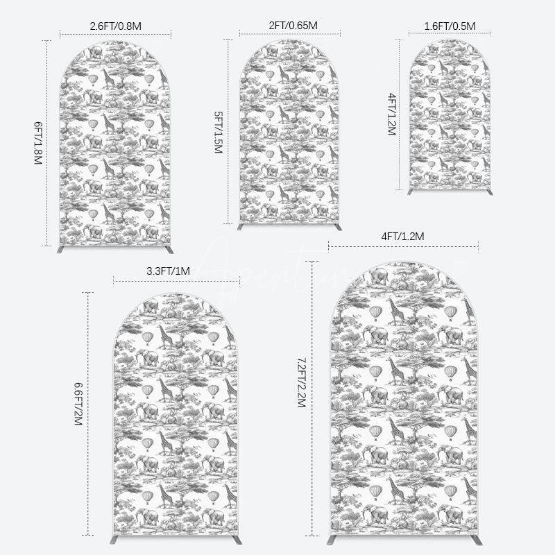 Aperturee - Aperturee Wild Animals Forest Happy Birthday Arch Backdrop