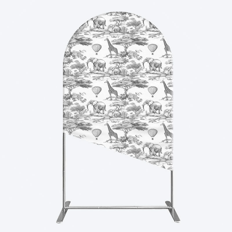 Aperturee - Aperturee Wild Animals Forest Happy Birthday Arch Backdrop
