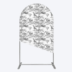 Aperturee - Aperturee Wild Animals Forest Happy Birthday Arch Backdrop