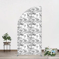Aperturee - Aperturee Wild Animals Forest Happy Birthday Half Moon Arch Backdrop