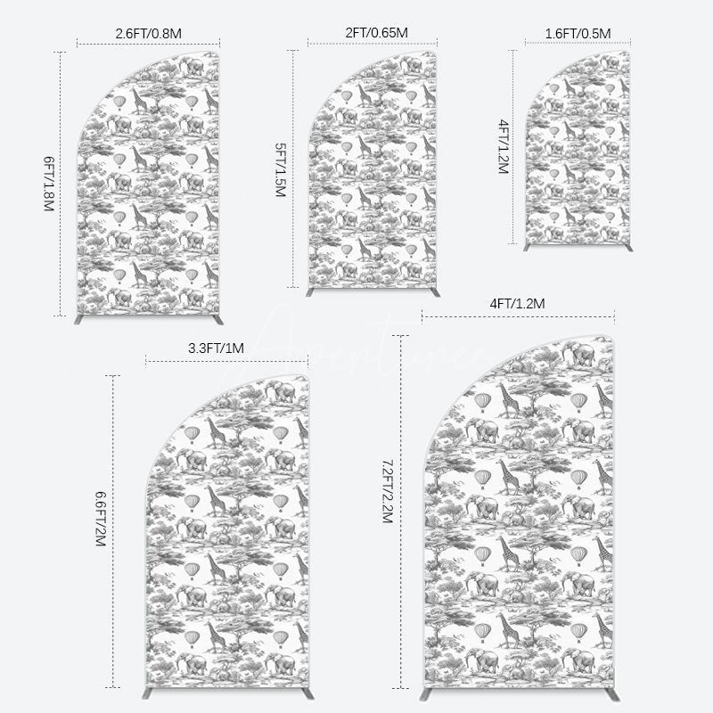 Aperturee - Aperturee Wild Animals Forest Happy Birthday Half Moon Arch Backdrop