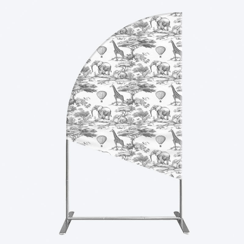 Aperturee - Aperturee Wild Animals Forest Happy Birthday Half Moon Arch Backdrop