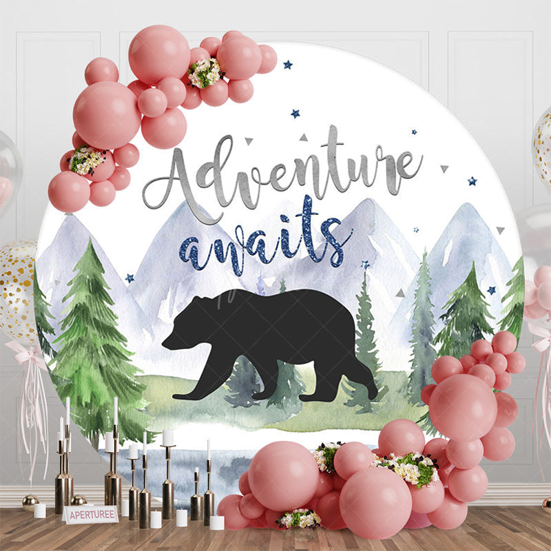 Aperturee - Aperturee Wild Forest Bear Adventure Awaits Round Backdrop