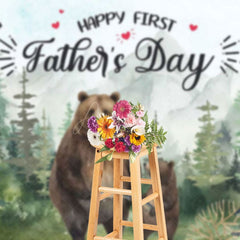 Aperturee - Aperturee Wild Forest Bear Happy First Fathers Day Backdrop