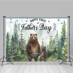Aperturee - Aperturee Wild Forest Bear Happy First Fathers Day Backdrop