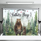 Aperturee - Aperturee Wild Forest Bear Happy First Fathers Day Backdrop