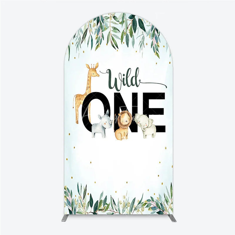 Aperturee - Aperturee Wild One Arch Backdrop Safari Jungle Animals First Birthday Party Cover Decor