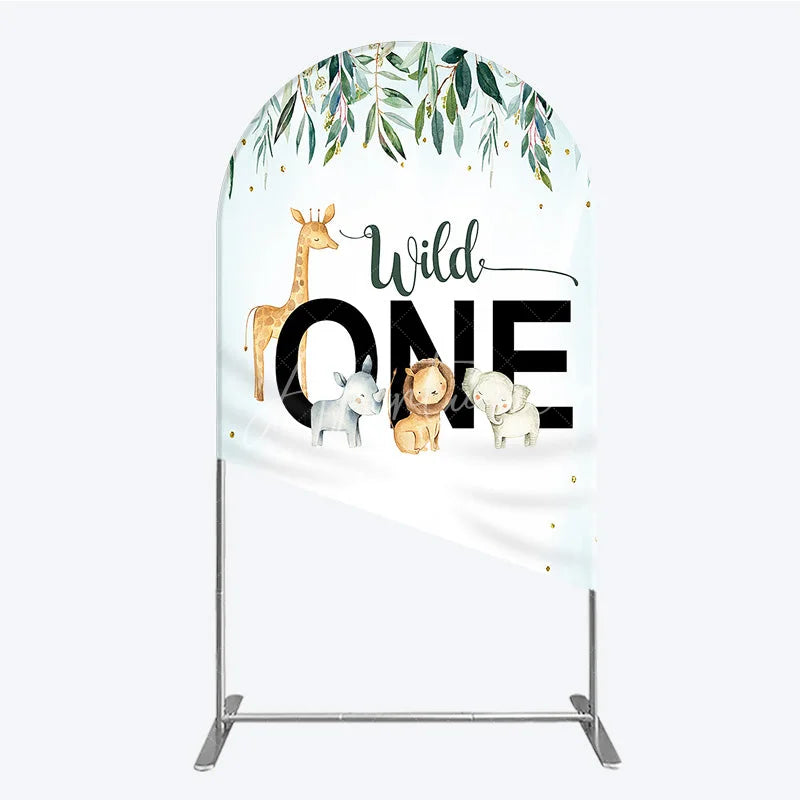 Aperturee - Aperturee Wild One Arch Backdrop Safari Jungle Animals First Birthday Party Cover Decor