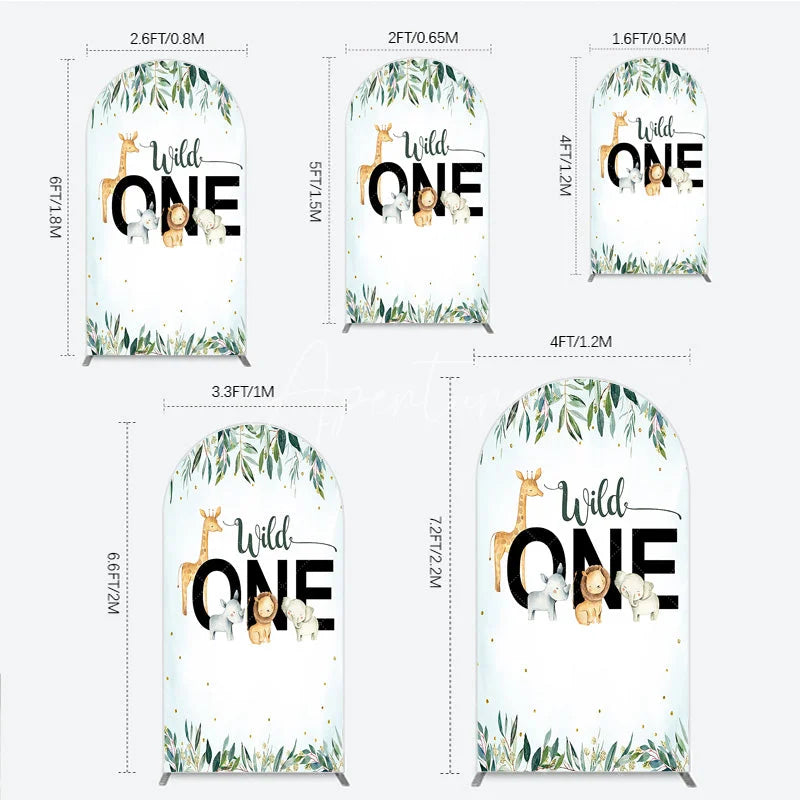Aperturee - Aperturee Wild One Arch Backdrop Safari Jungle Animals First Birthday Party Cover Decor