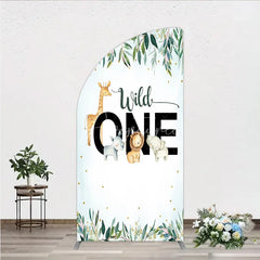 Aperturee - Aperturee Wild One Half Moon Arch Backdrop Safari Jungle Animals First Birthday Party Cover Decor