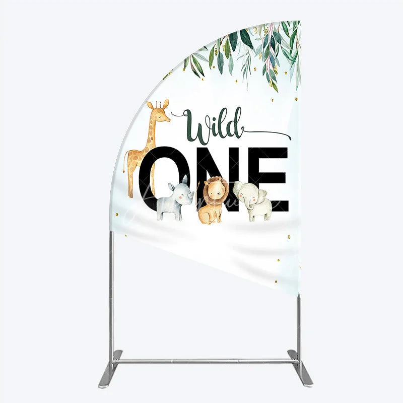 Aperturee - Aperturee Wild One Half Moon Arch Backdrop Safari Jungle Animals First Birthday Party Cover Decor