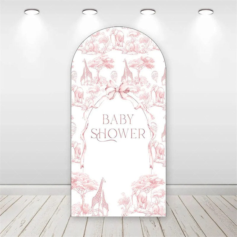 Aperturee - Aperturee Wild Safari Animals Baby Shower Arch Backdrop Stylish Bow Detail Party and Event Decoration