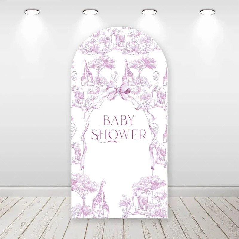 Aperturee - Aperturee Wild Safari Animals Baby Shower Arch Backdrop Stylish Bow Detail Party and Event Decoration